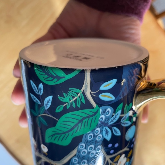Riffle Paper Company Blue Peacock Porcelain Mug with Gold Handle 16oz - Picture 7 of 8
